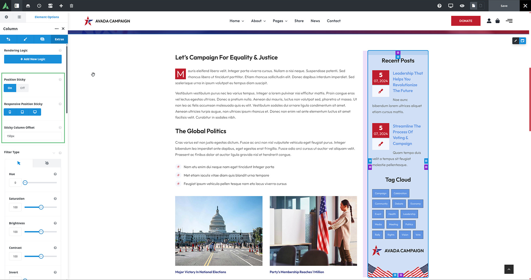 Sticky Column Sidebar