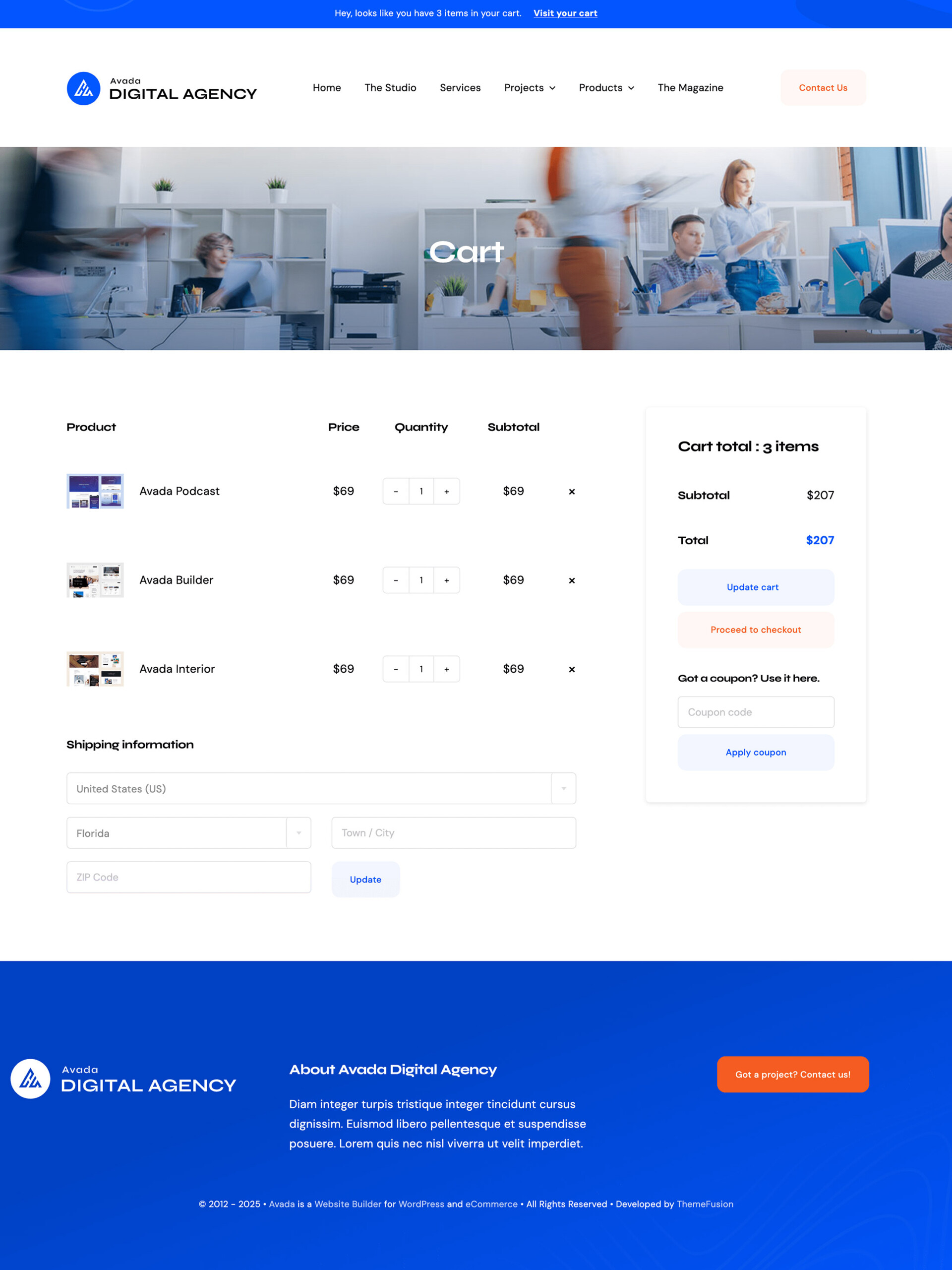 Avada Digital Agency Checkout Shipping