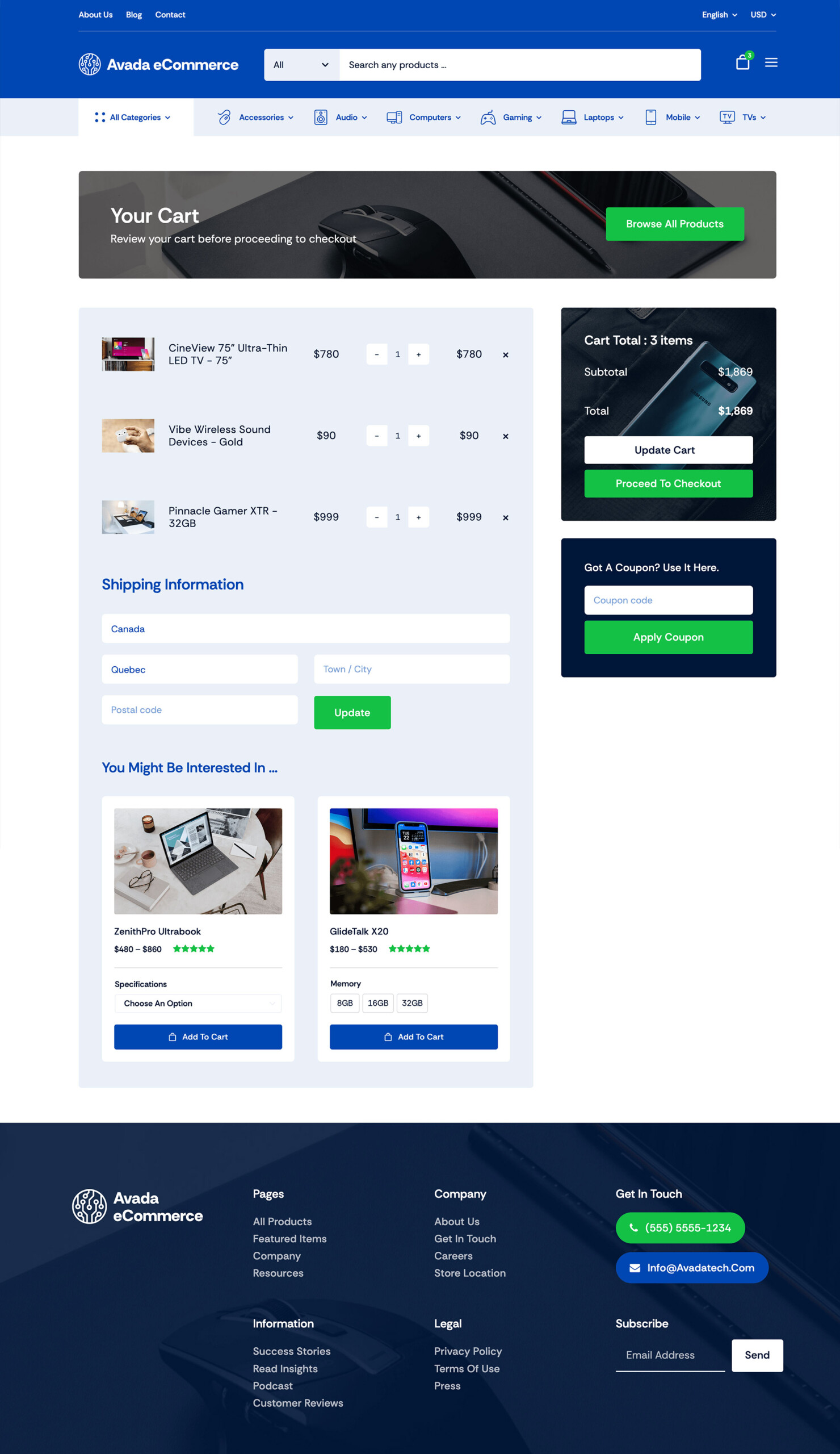 Avada eCommerce Cart