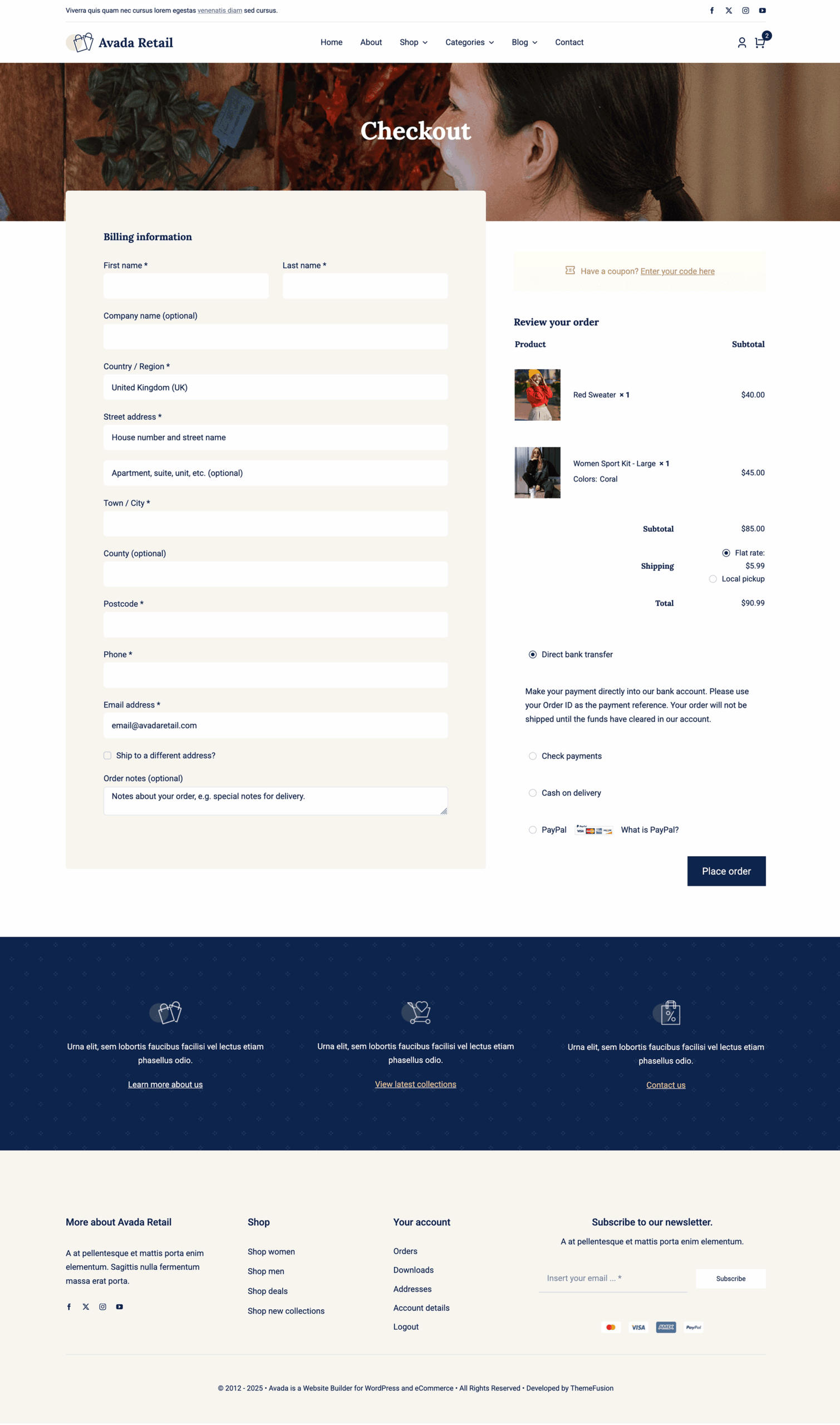 Avada Retail Checkout Order Review