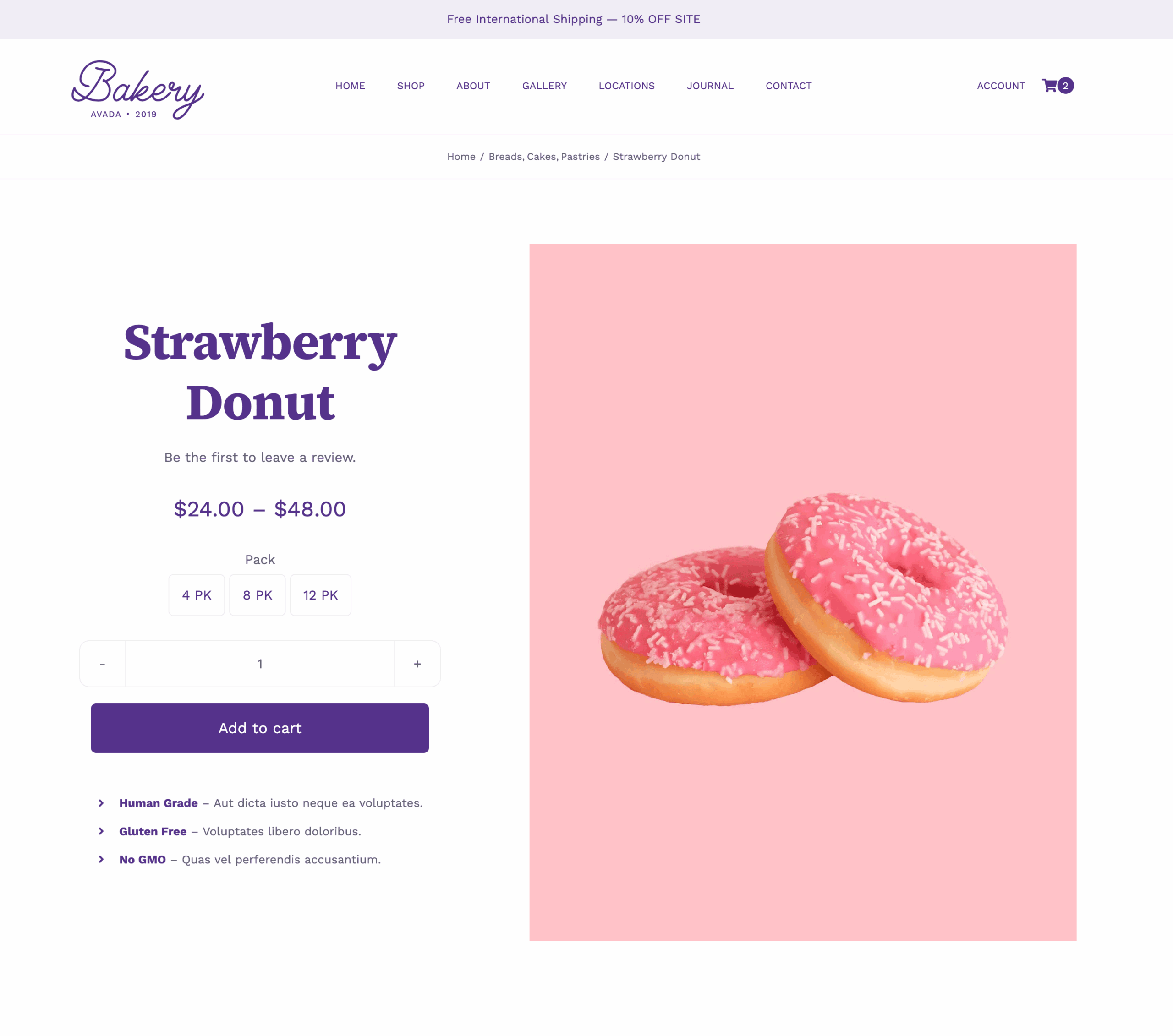 Avada Bakery Woo Price