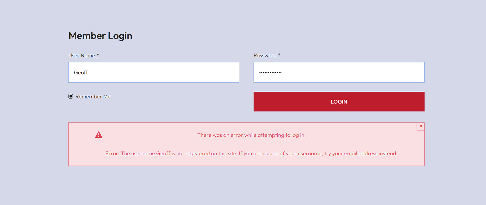 Login Form > Error Login Form > Error