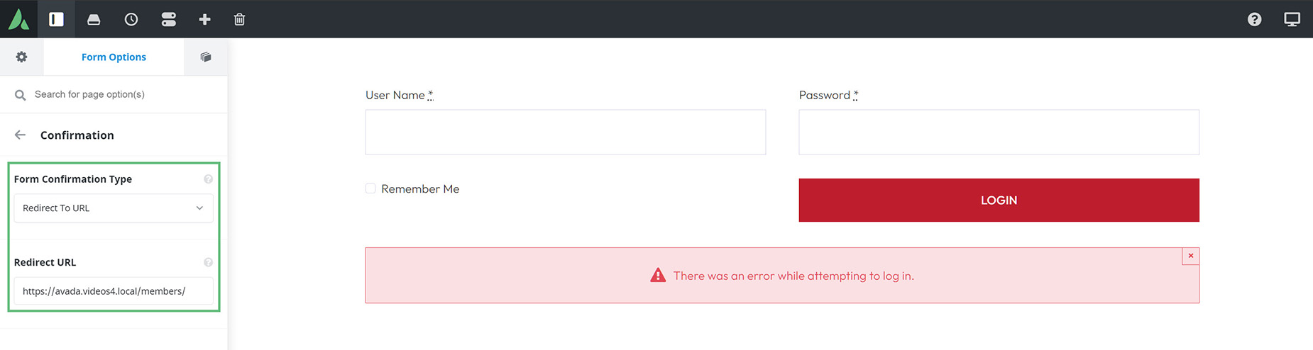 Login Form > Redirect Login Form > Redirect