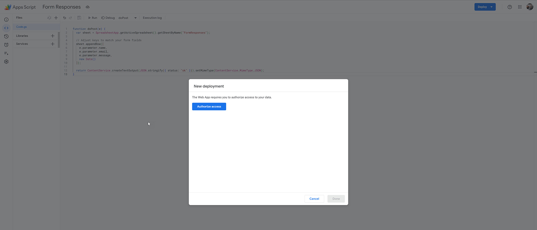 FormResponses Deploy