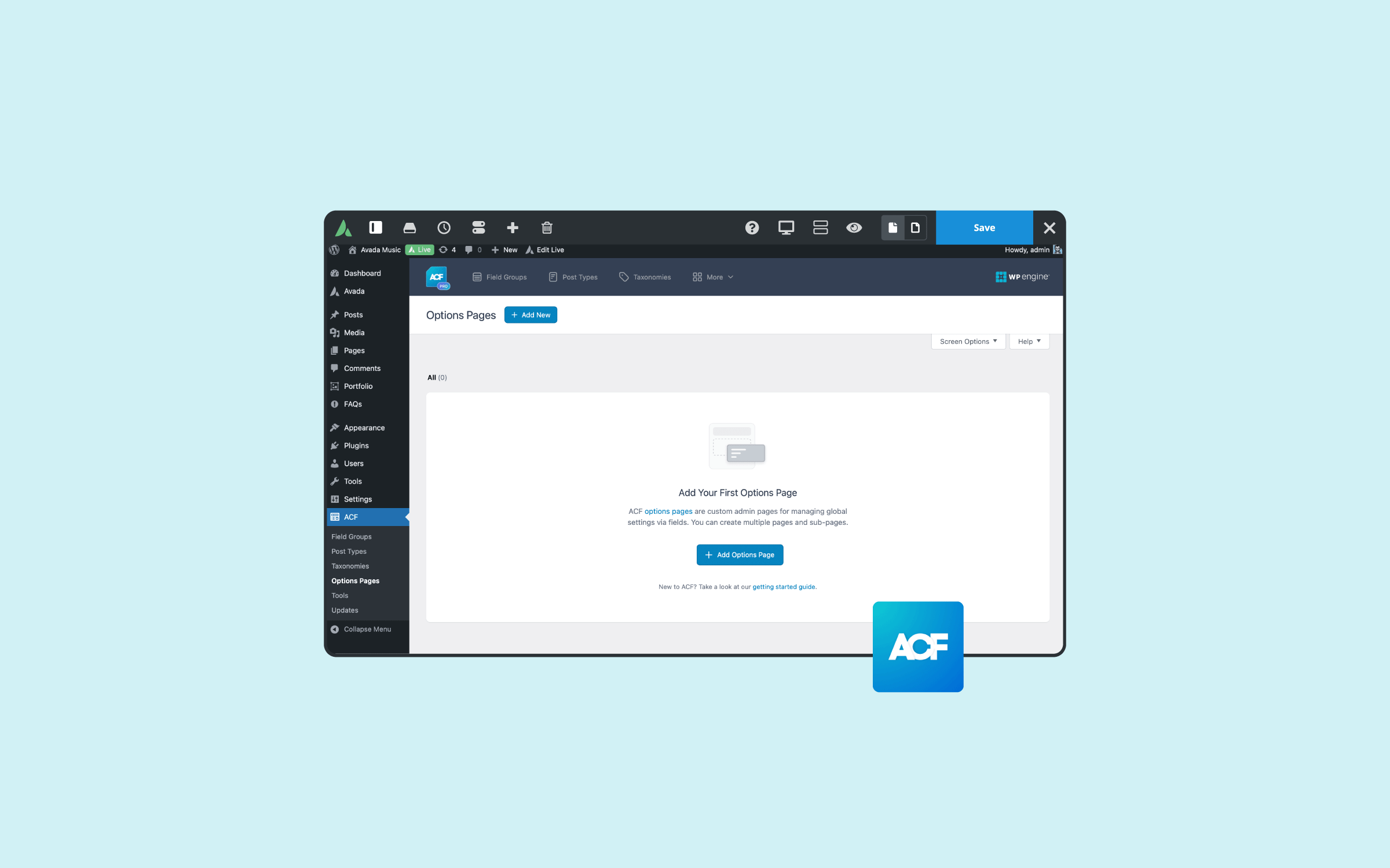 ACF Pro Options Page Feature