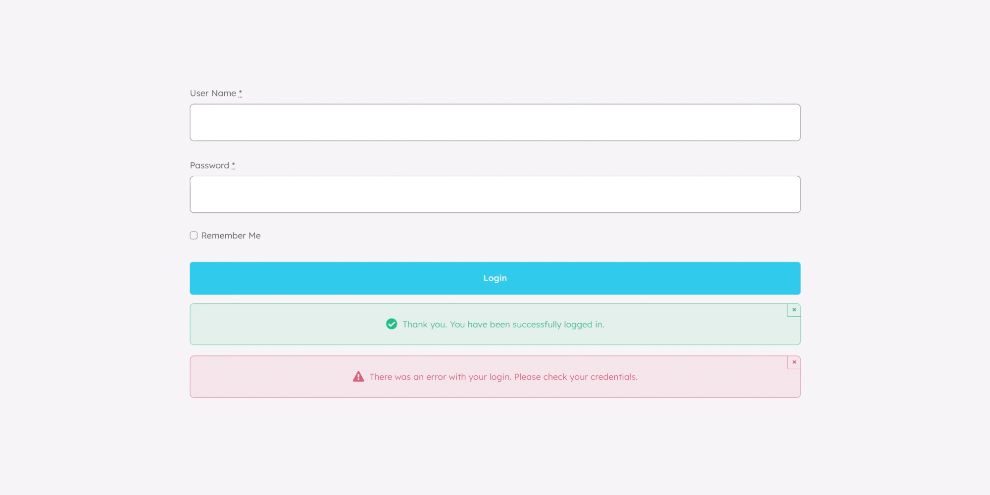 Avada Custom Login Form