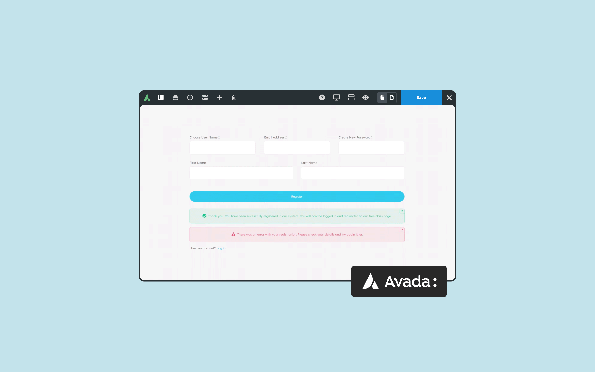 Avada Custom Login And Registration Forms