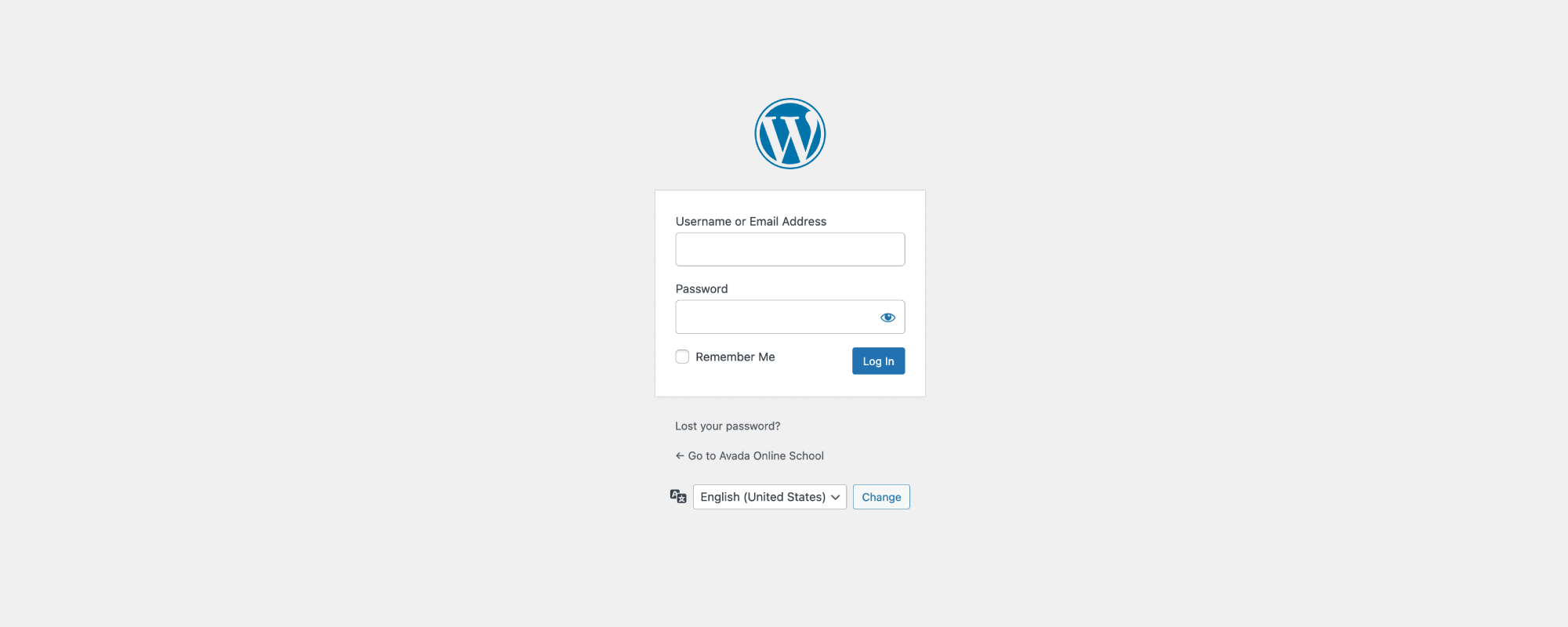 Default WordPress Login Page Example
