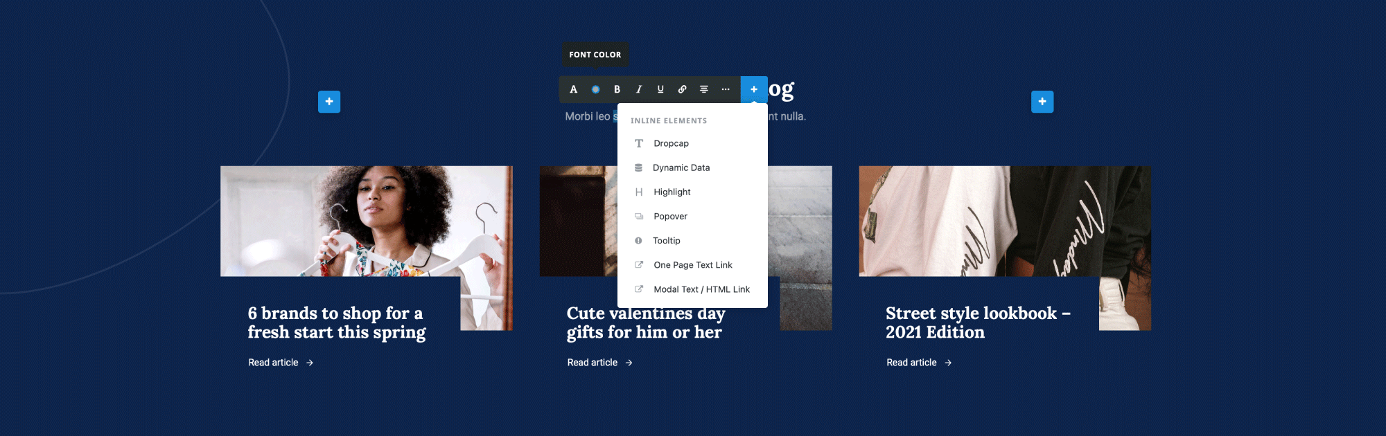 Avada Inline Editing Toolbar