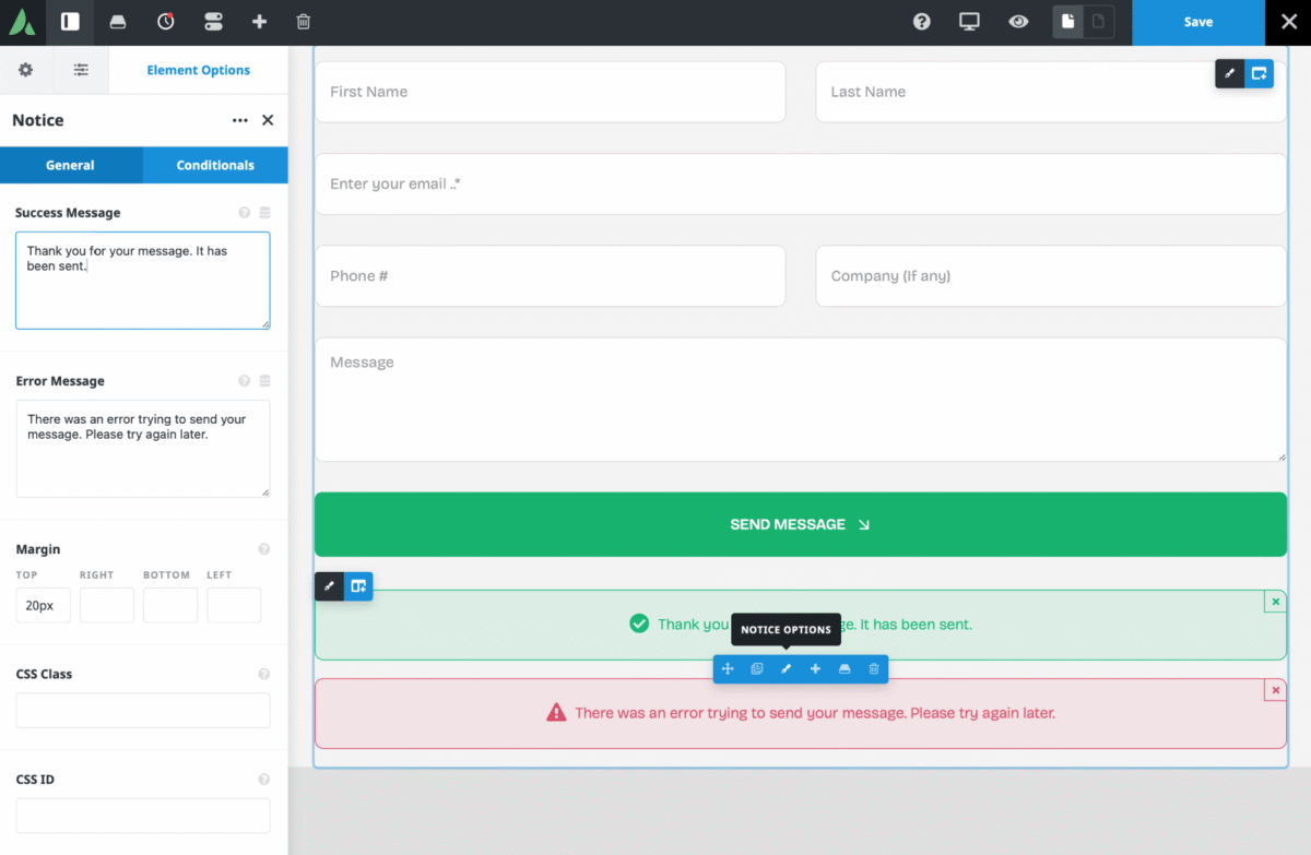 How to Use the Avada Notice Element in Forms – Avada Website Builder