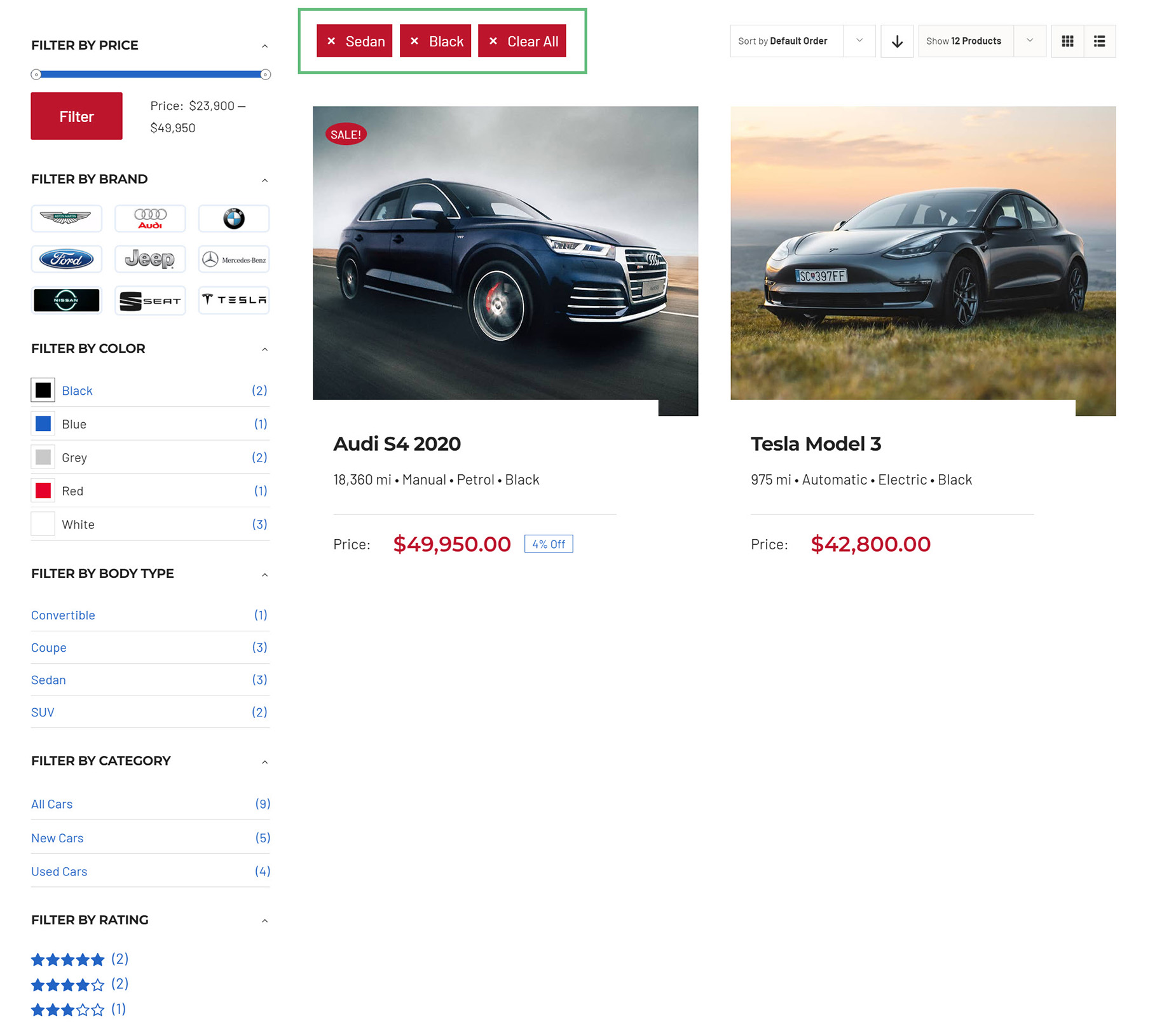 Shop Filtering > Front End