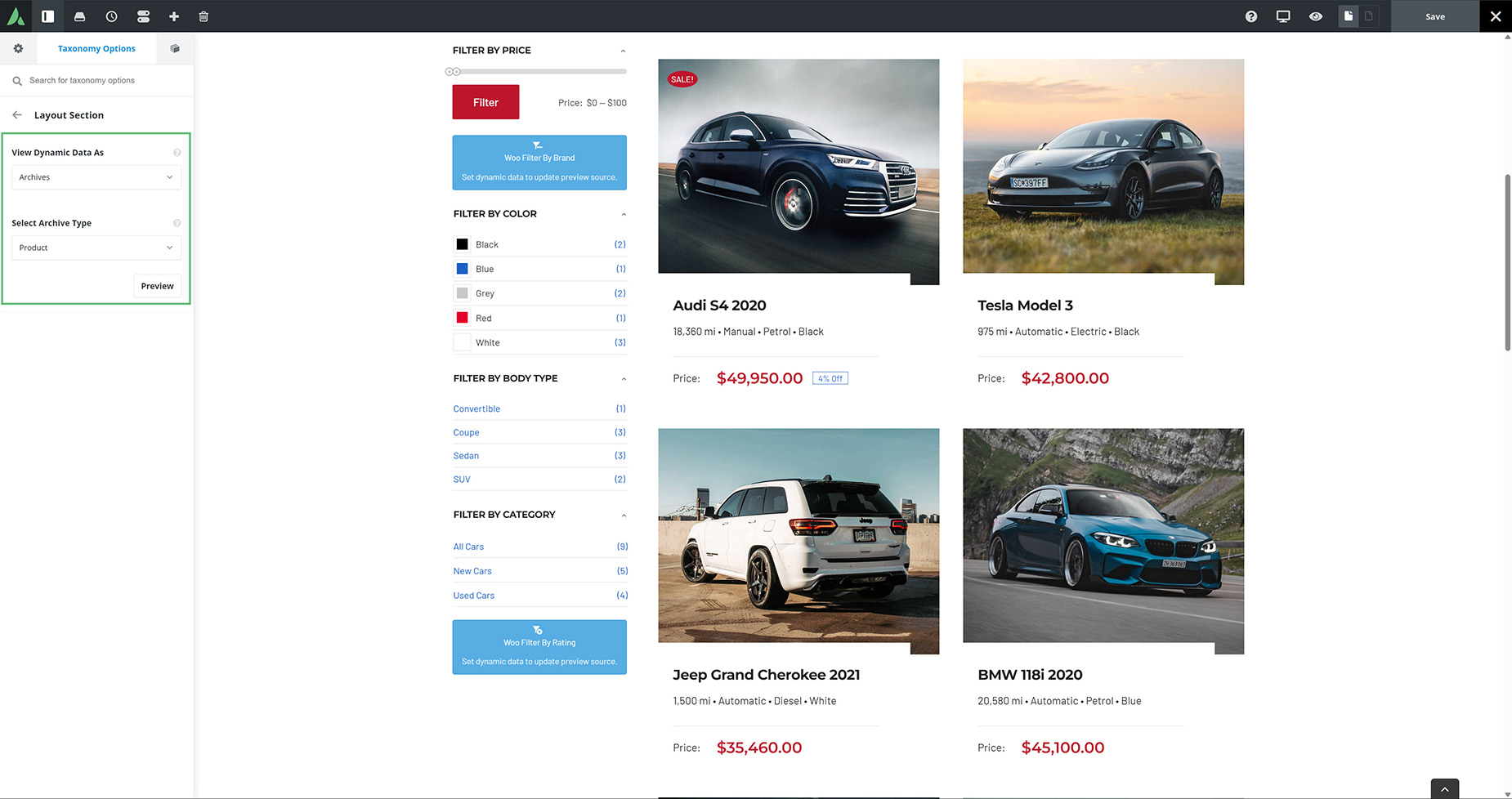 Woo Filter Elements > Preview