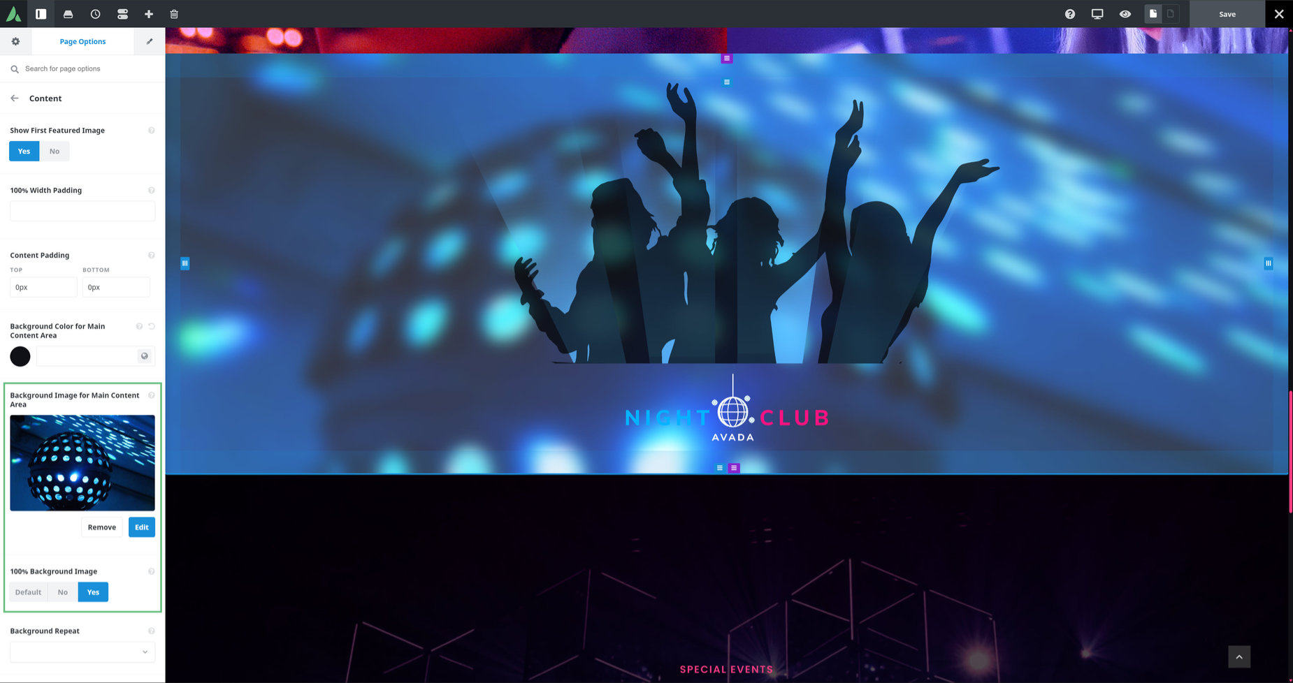 Backdrop Effects > Page Background