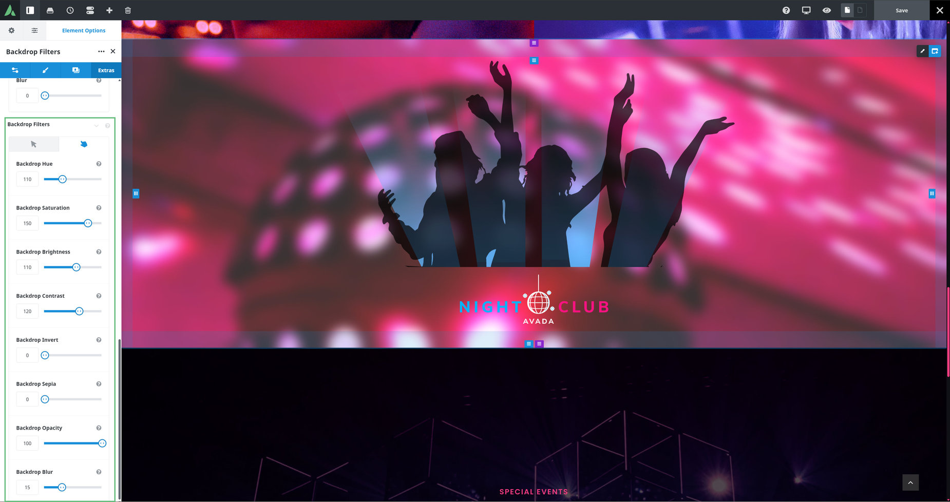 Container Backdrop Effects > Hover State