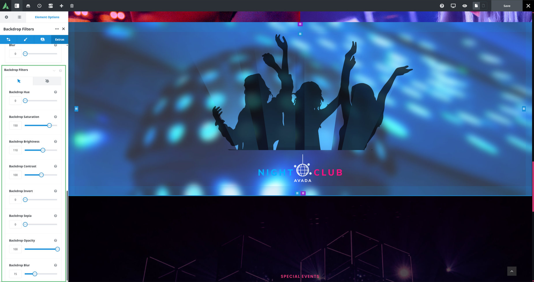 Container Backdrop Effects > Normal State