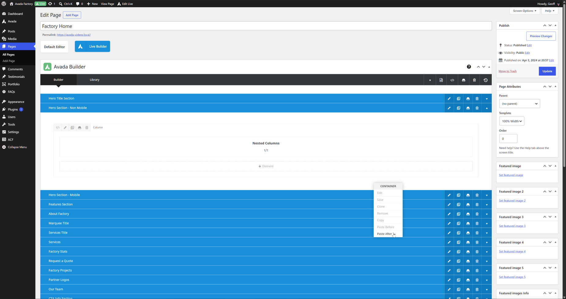 Pasting Prebuilt Contnt > Back End Builder